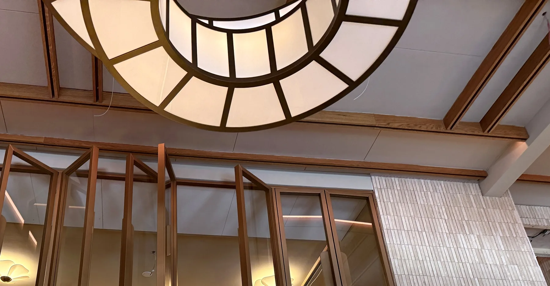 Joinery and ceiling elements during installation